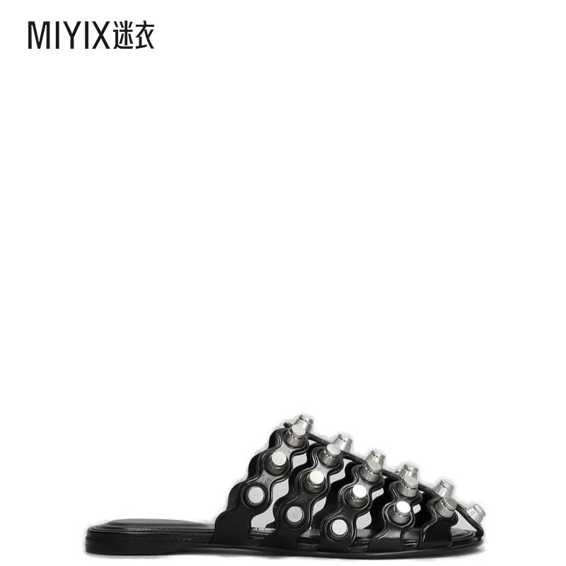 【春夏新品】Alexander Wang亚历山大王 女款rexa 皮革笼式穆勒鞋