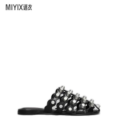 【春夏新品】Alexander Wang亚历山大王 女款rexa 皮革笼式穆勒鞋