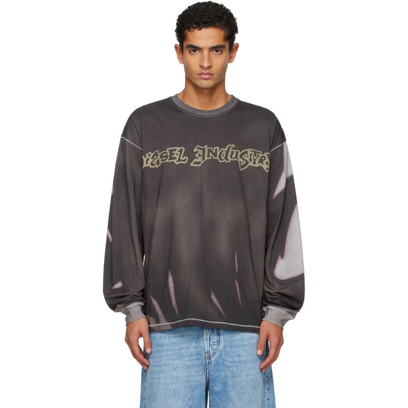 Diesel 男士 T恤 灰色 T-Boxt-Ls-Show-V3 T 恤