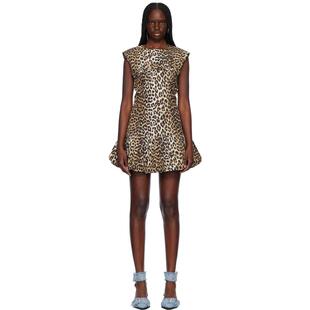 短款 连衣裙 棕色 Ganni Cotton 女士 Printed Corset 甘尼