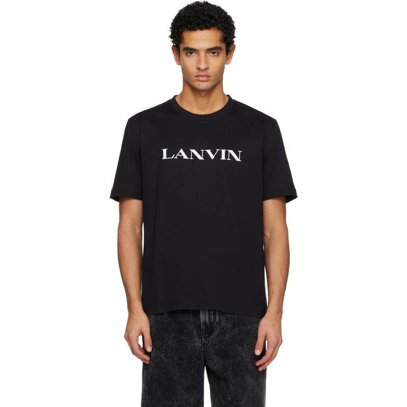 Lanvin 男士 T恤 黑色 Embroidered Cotton T 恤