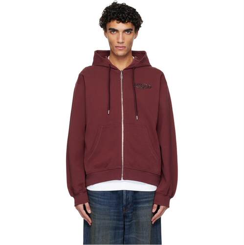 Casablanca 男士 卫衣 红色 Pebble Logo Zip-Up 连帽衫