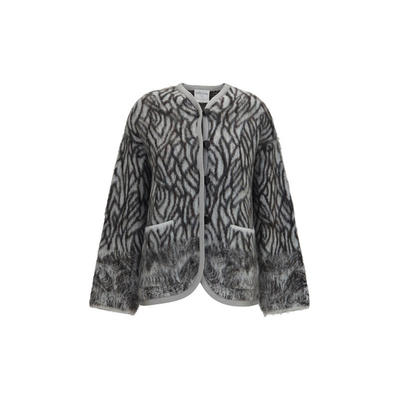Forte Forte 女士 FW26 开衫 Heron 羽毛图案磨毛针织