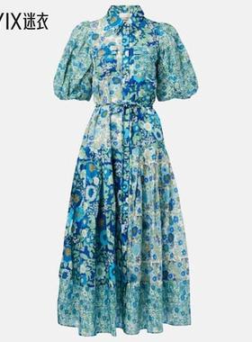 Alémais 女款Sacha 花朵苎麻衬衫式连衣裙 迷衣时尚