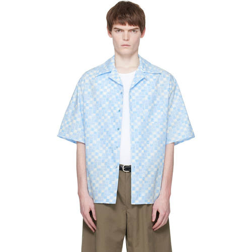Marni 玛尼 男士 SS26 衬衫 Marni 蓝色 Rhythms Print Poplin