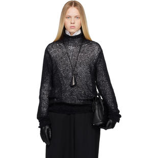 女士 毛衣 High Yamamoto Neck Knit 山本耀司 Summer Yohji 黑色