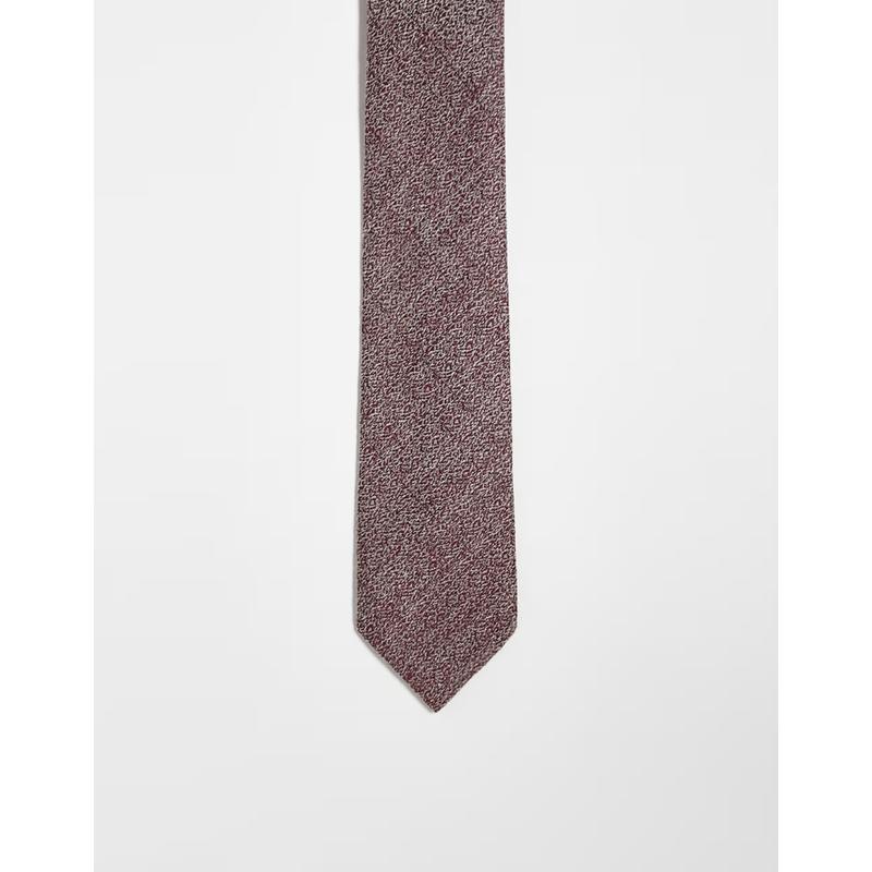 ASOS DESIGN 男士 领带 设计亚麻布酒红色领带