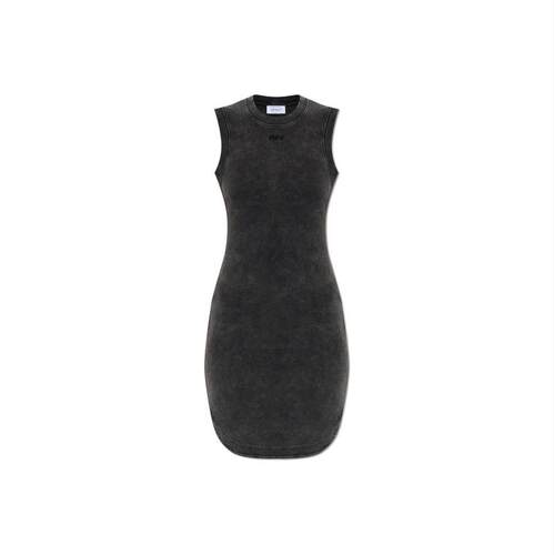 Off-White 女士 FW25 短款连衣裙 灰白色徽标刺绣无袖连衣裙