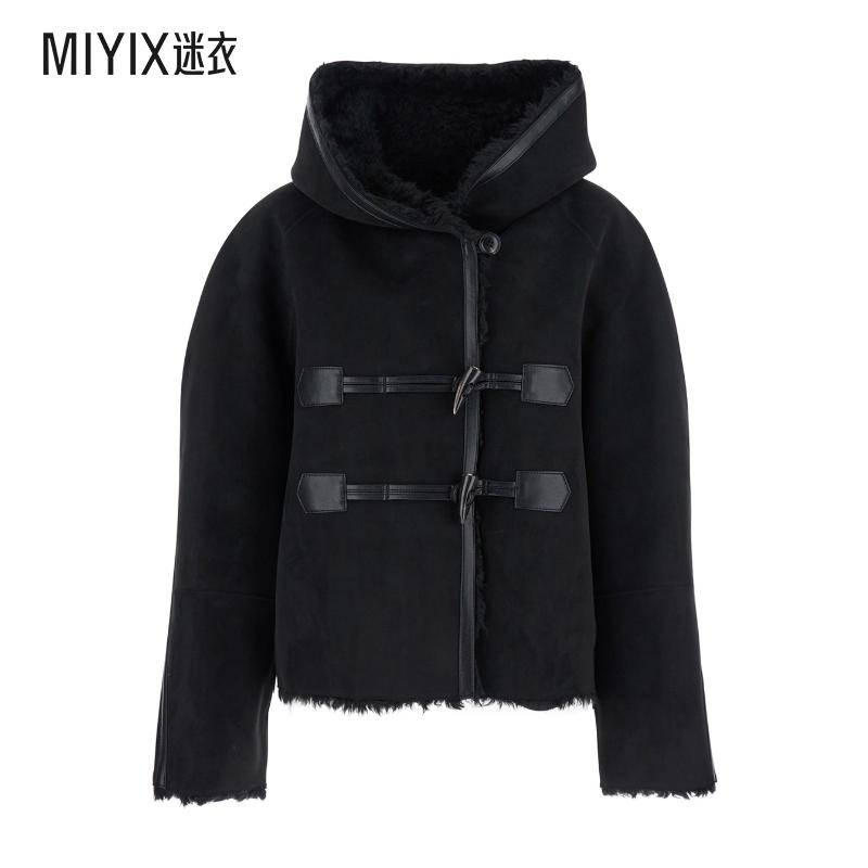 【秋冬新品】Low Classic Fixed 黑色夹克可反穿设计布织女士兜帽