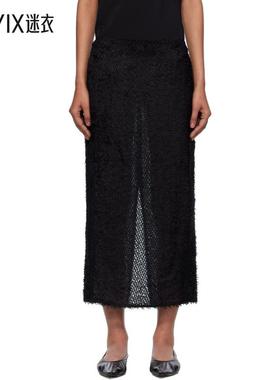 St. Agni 女款黑色 Feathered Silk 半身裙 迷衣时尚