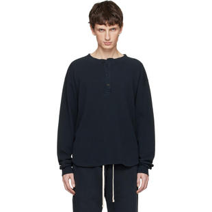 T恤 海军蓝 Baseball Les 亨利衫 男士 Hem Tien