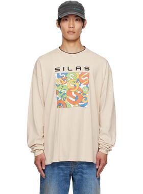 Silas 男士 T恤 灰白色 Box Artwork 长袖 T 恤
