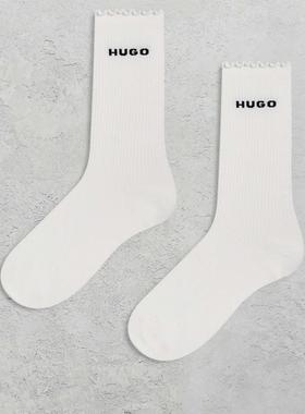 Hugo Red 女士 袜子 Hugo frilled 红色边袜子(2件装)(白色)