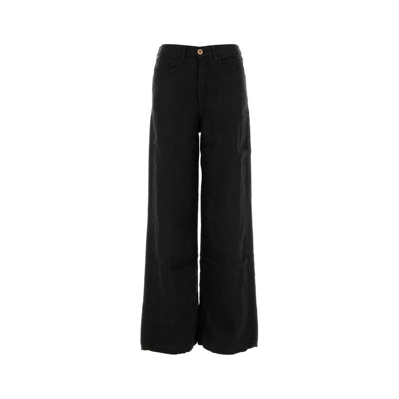 Lois Jeans 女士 SS25 长裤 Skater 黑色亚麻阔腿裤子