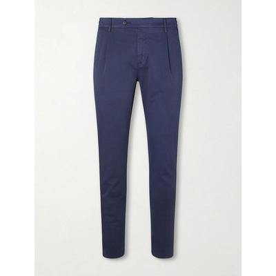 Eleventy 男士 SS26 长裤 修身棉混纺斜纹布斜纹棉布裤