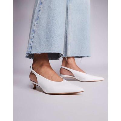 Public Desire 女士 鞋靴 Saskia 宽版露跟小跟鞋(白色)