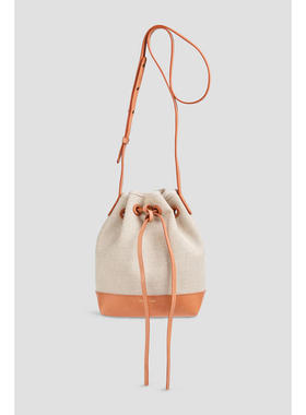 Mansur Gavriel 女士 单肩包 皮革饰边帆布水桶包