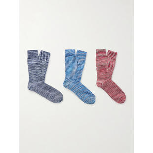 米索尼 3对装 男士 袜子 针织钩花混纺棉 FW26 Missoni