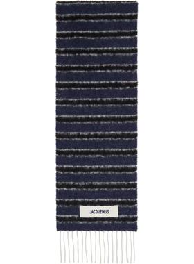 Jacquemus 男士 围巾 海军蓝  黑色 Rayures 围巾