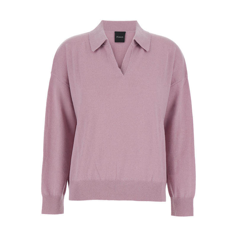Plain. 女士 FW25 毛衣 Pnik Polo风格V领羊绒女士毛衣