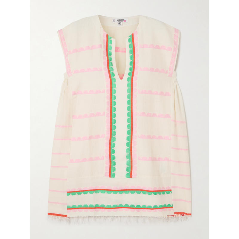 Lemlem 女士 罩衫 Elina 流苏条纹棉质土耳其式长衫