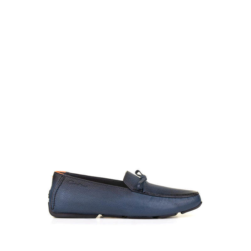 Santoni 男士 SS24 休闲皮鞋 蓝色皮质休闲平底鞋