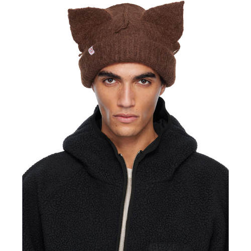 Charles Jeffrey Loverboy 男士 毛线帽 棕色 Alpaca Chunky Ears