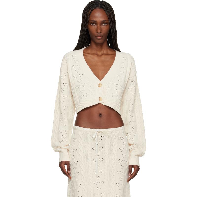 Danielle Guizio 女士 开衫 灰白色 Noah Wool Cable Crop 开衫