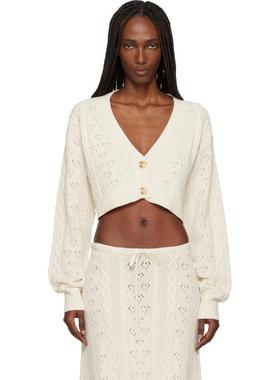 Danielle Guizio 女士 开衫 灰白色 Noah Wool Cable Crop 开衫