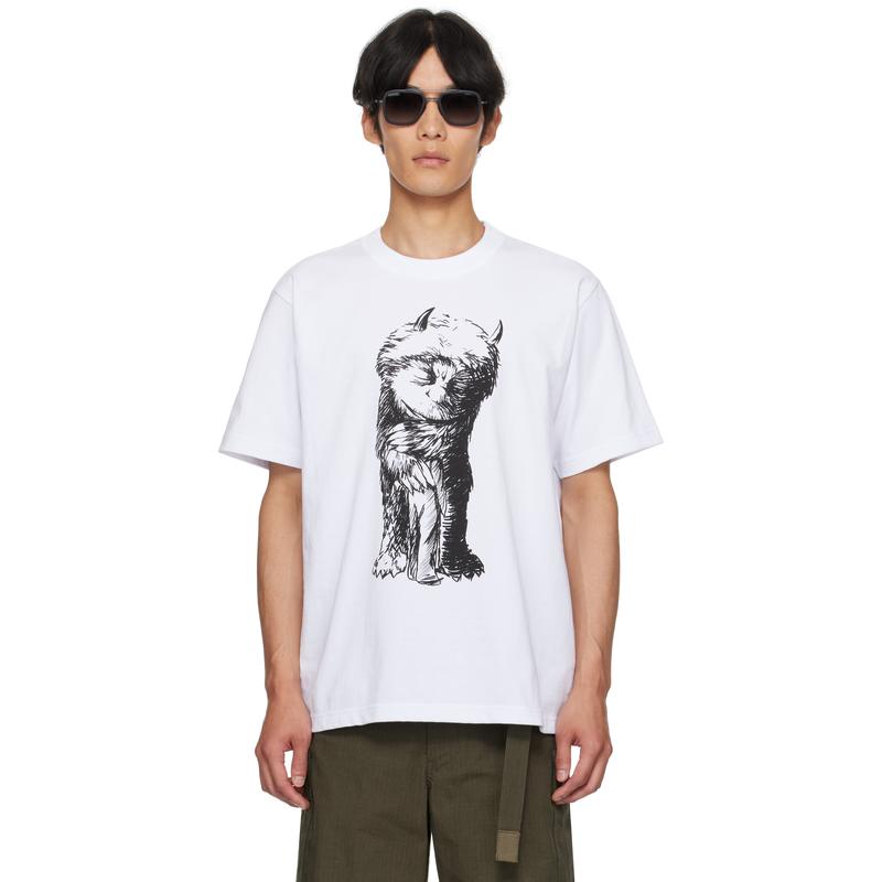 Sacai 男士 T恤 白色 Where The Wild Things Are 系列 T 恤