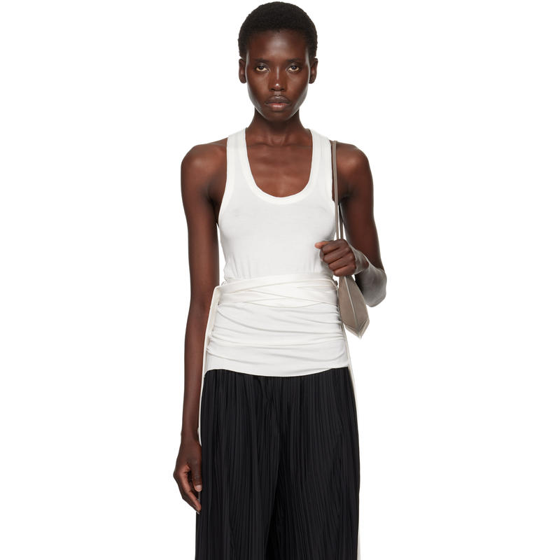 Aaron Esh 女士 背心 白色 Satin Trim Jersey 背心