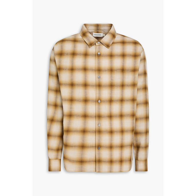 FRAME 男士 衬衫 anhd 格纹棉质羊毛混纺法兰绒衬衫