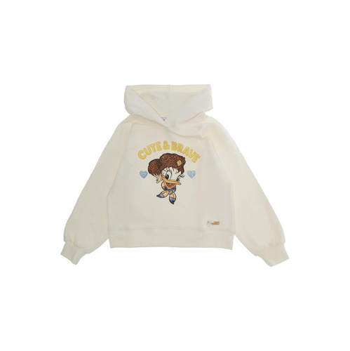 Monnalisa 婴儿 FW26 卫衣 Front 连帽带Logo印花女士(白色)童装