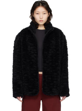 SKIMS 女士 夹克 黑色 Faux Fur Oversized Mock Neck