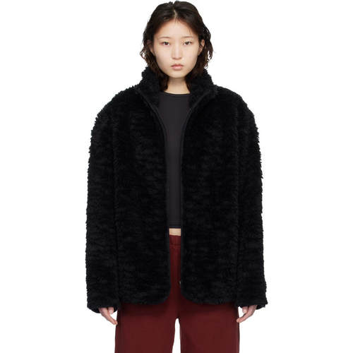 SKIMS 女士 夹克 黑色 Faux Fur Oversized Mock Neck