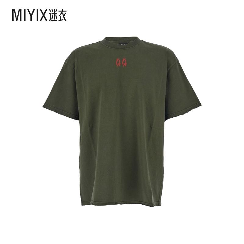 [秋冬新品]44 LABEL GROUP 男款Front 绿色圆领溜肩徽标印花后棉T
