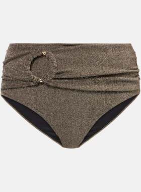 Alexandra Miro 女士 比基尼 Dorit 高腰金银锦缎比基尼下装