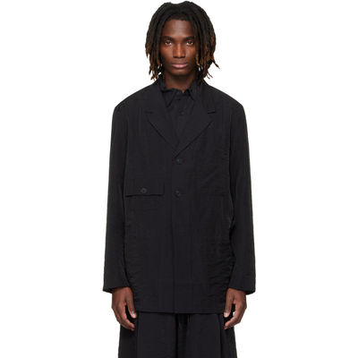 Y-3 男士 西装外套 黑色 Crinkled Viscose Chore