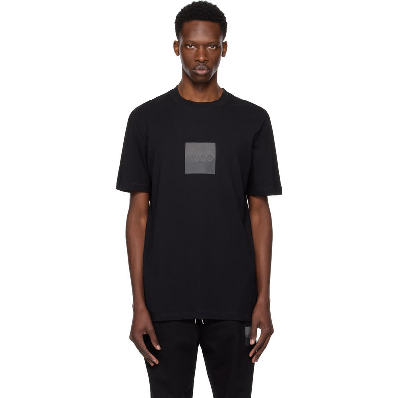 HUGO BOSS雨果博斯 男士黑色 Cotton Jersey Split Logo T恤