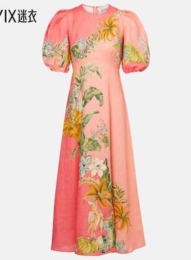 Alémais 女款Anika 花朵亚麻长款连衣裙 迷衣时尚