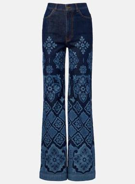 La DoubleJ 女士 牛仔长裤 Partenope 印花高腰喇叭牛仔裤