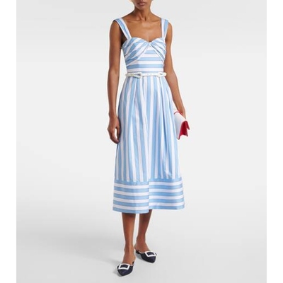 Rebecca Vallance 女款Nilah 条纹束带棉质中长连衣裙 迷衣时尚