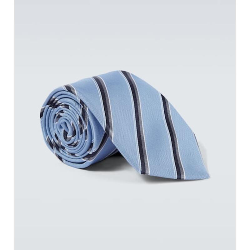 Canali 男士 领带/领结 条纹真丝领带