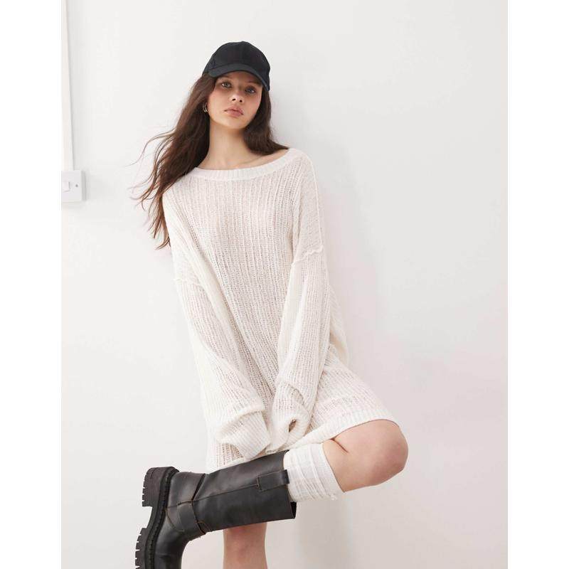 Weekday 女士 毛衣 Dilaria 宽松款宽松型开襟针织套头衫(米白色)
