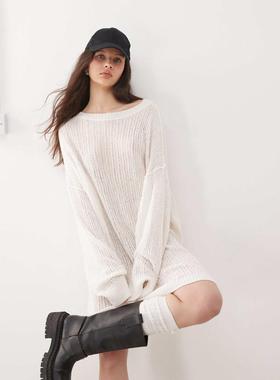 Weekday 女士 毛衣 Dilaria 宽松款宽松型开襟针织套头衫(米白色)