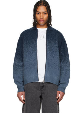 Dime MTL 男士 卫衣 蓝色 Mohair Double Zip Knit 连帽衫