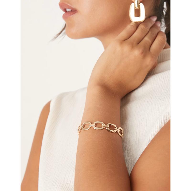 ASOS DESIGN 女士 手链 squared-off 链条设计色调手镯(金色)
