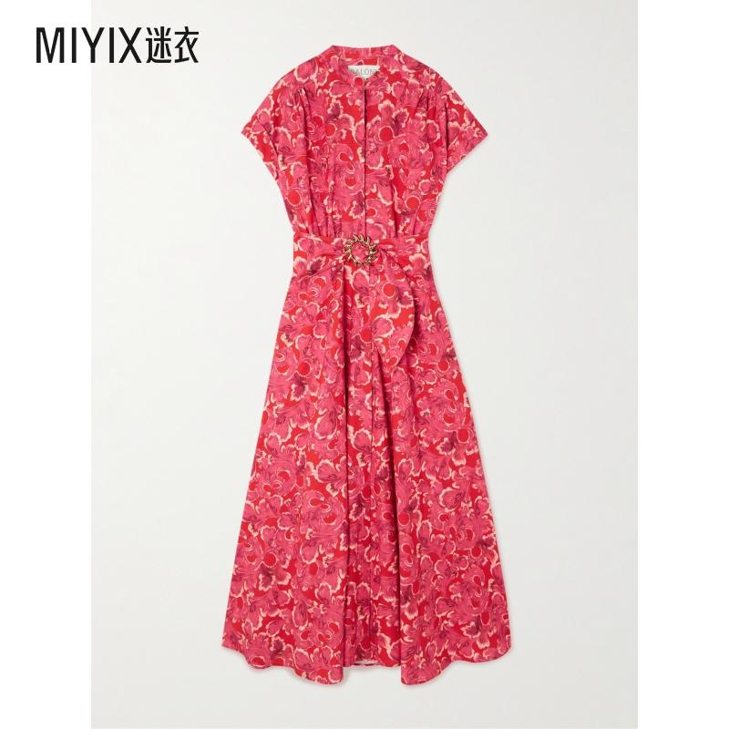【春夏新品】Saloni女款 Neesha 束帶印花棉紗中長(zhǎng)連衣裙 迷衣時(shí)