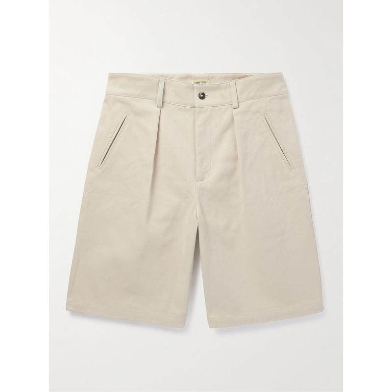 DE BONNE FACTURE 男士 FW25 短裤 直筒褶裥棉斜纹布短裤