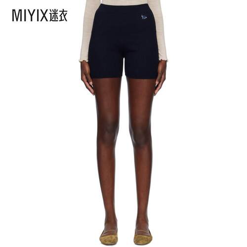 Maison Kitsuné 女款海军蓝 Baby Fox Patch Fine Ribbed 短裤